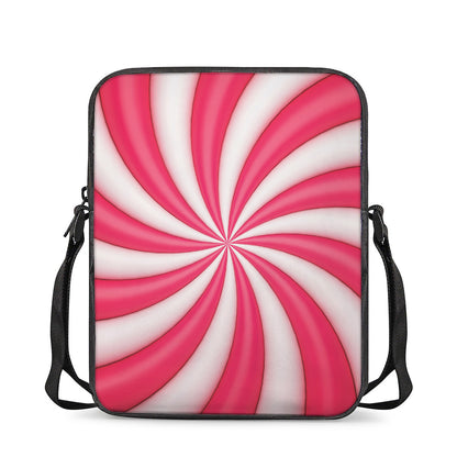 Pink Swirl Candy Print Rectangular Crossbody Bag
