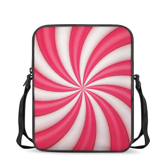 Pink Swirl Candy Print Rectangular Crossbody Bag