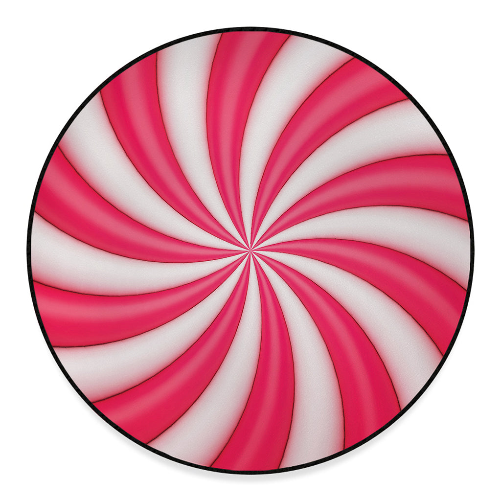 Pink Swirl Candy Print Round Floor Mat