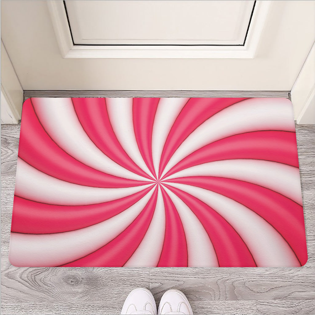 Pink Swirl Candy Print Rubber Doormat