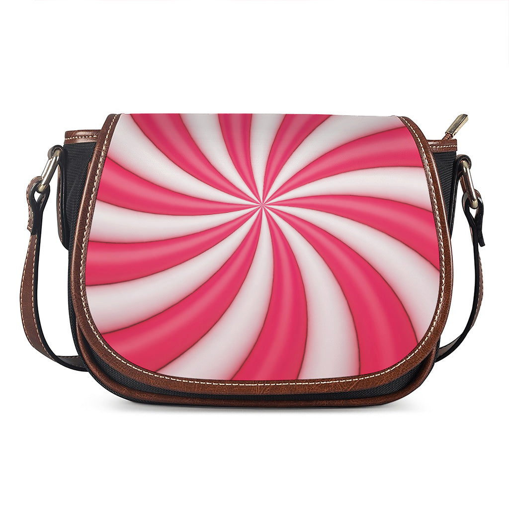 Pink Swirl Candy Print Saddle Bag