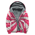 Pink Swirl Candy Print Sherpa Lined Zip Up Hoodie