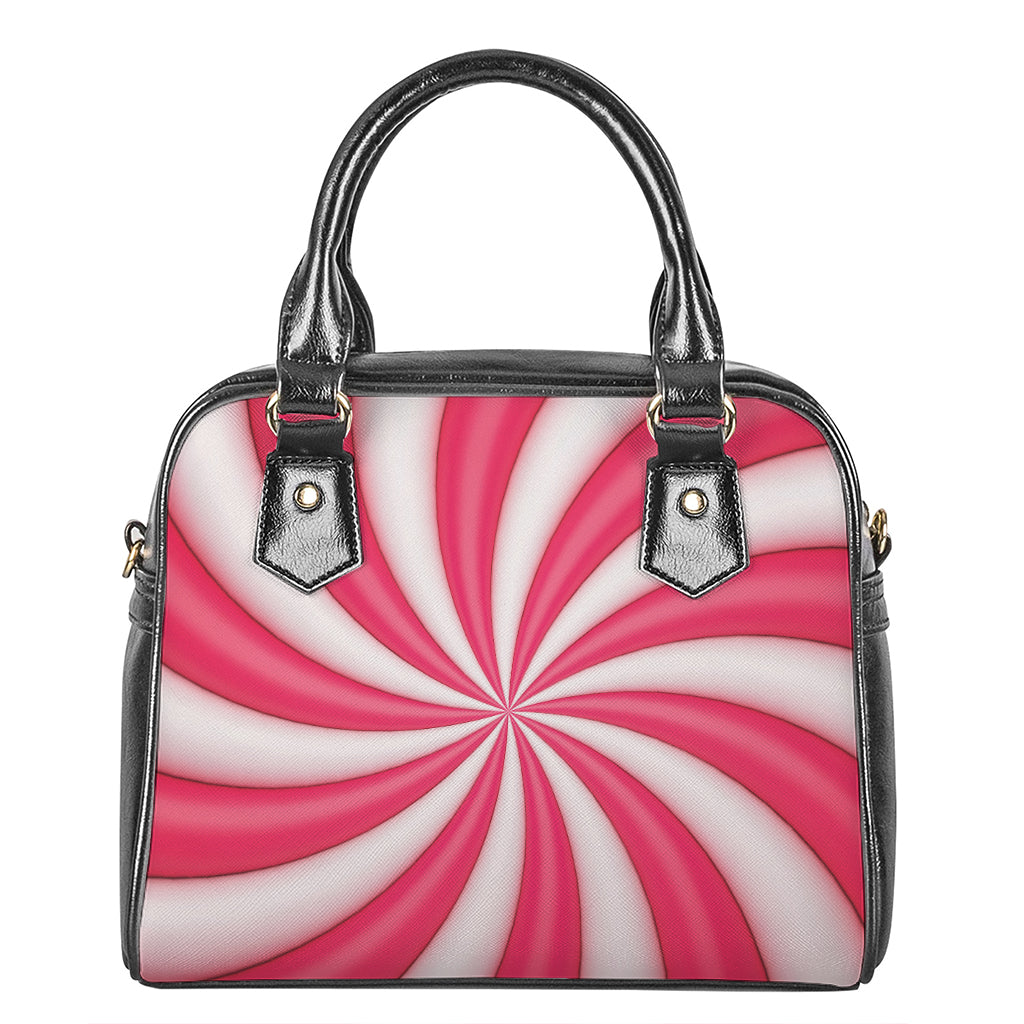 Pink Swirl Candy Print Shoulder Handbag