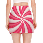 Pink Swirl Candy Print Side Slit Mini Skirt