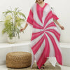 Pink Swirl Candy Print Silk V-Neck Kaftan Dress