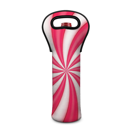 Pink Swirl Candy Print Single Neoprene Wine Tote