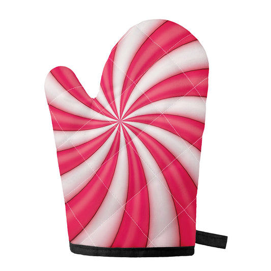 Pink Swirl Candy Print Single Oven Mitt