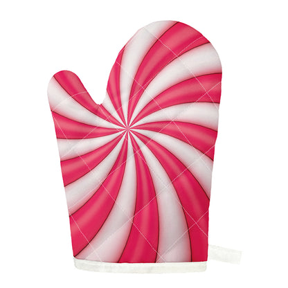 Pink Swirl Candy Print Single Oven Mitt