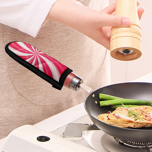 Pink Swirl Candy Print Skillet Handle Cover