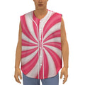 Pink Swirl Candy Print Sleeveless Baseball Jersey