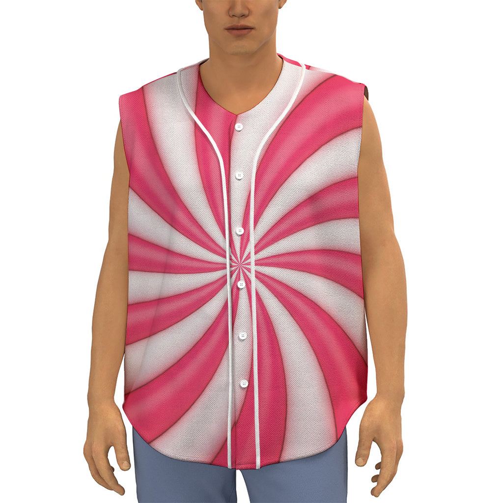 Pink Swirl Candy Print Sleeveless Baseball Jersey