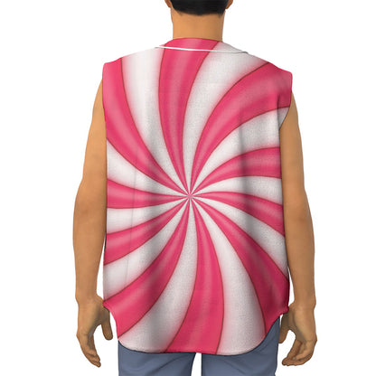 Pink Swirl Candy Print Sleeveless Baseball Jersey