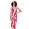 Pink Swirl Candy Print Slim Fit Midi Cami Dress