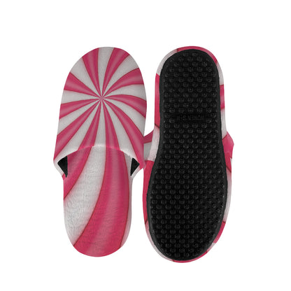 Pink Swirl Candy Print Slippers