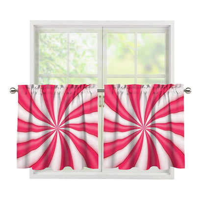 Pink Swirl Candy Print Tier Curtains