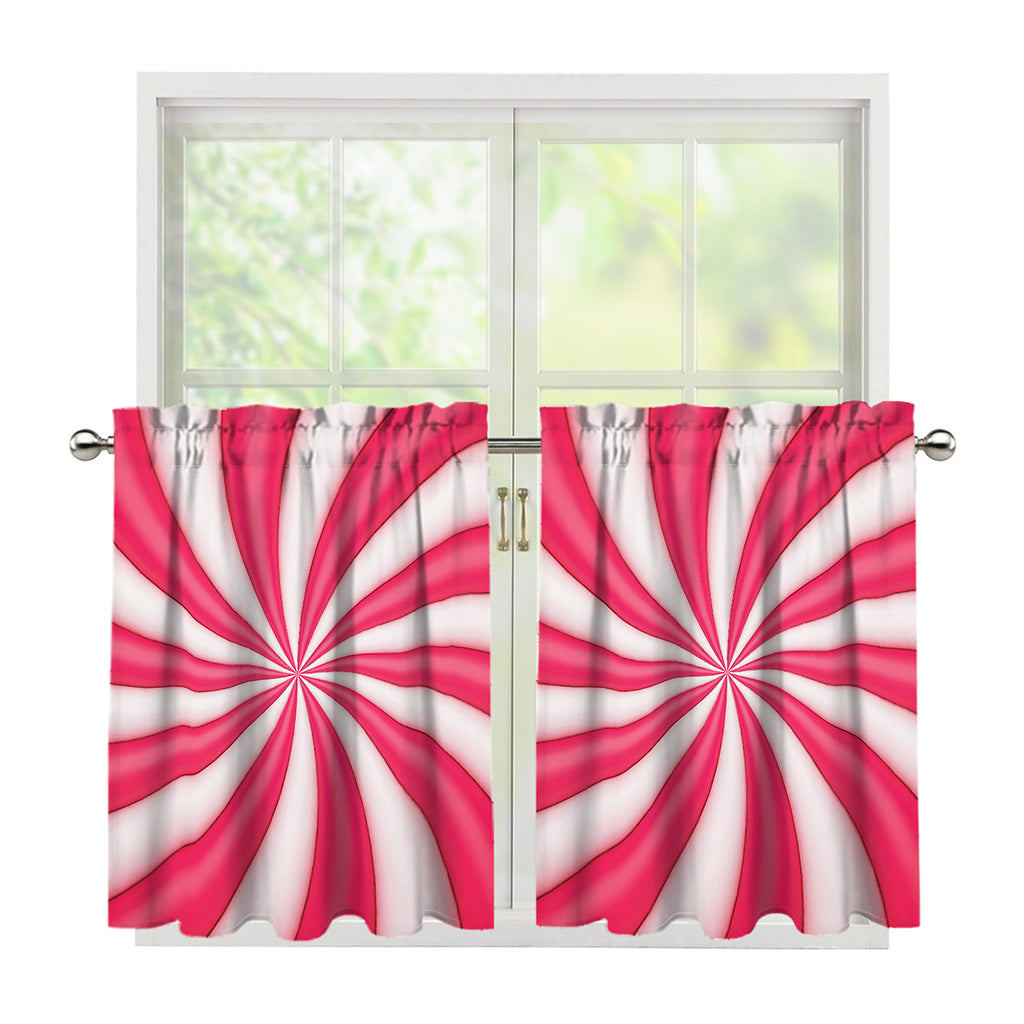 Pink Swirl Candy Print Tier Curtains