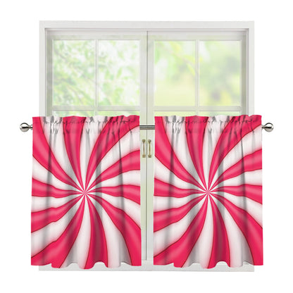 Pink Swirl Candy Print Tier Curtains