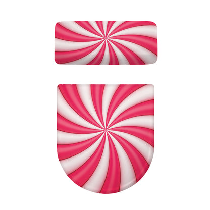 Pink Swirl Candy Print Toilet Lid And Tank Cover Set