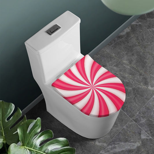 Pink Swirl Candy Print Toilet Lid Cover