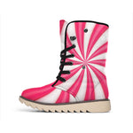 Pink Swirl Candy Print Winter Boots