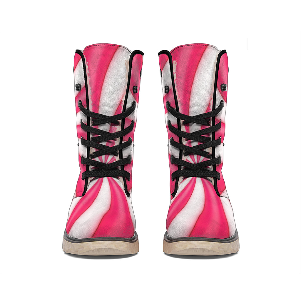 Pink Swirl Candy Print Winter Boots