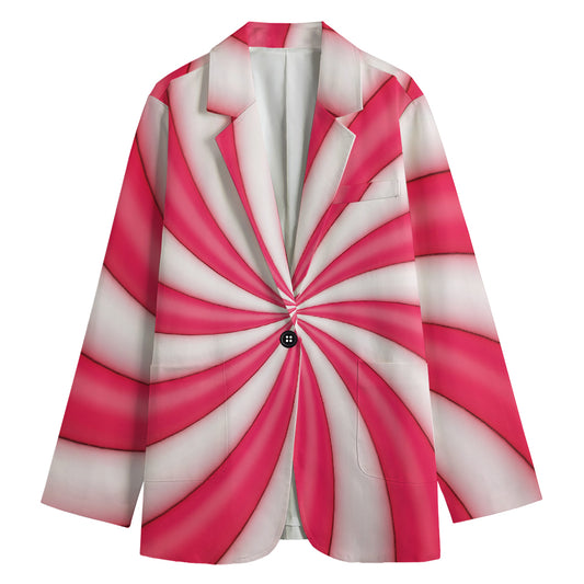 Pink Swirl Candy Print Women's Blazer