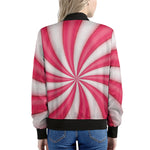 Pink Swirl Candy Print Women's Bomber Jacket