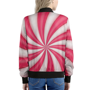 Pink Swirl Candy Print Women's Bomber Jacket