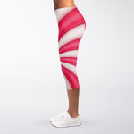 Pink Swirl Candy Print Women's Capri Leggings