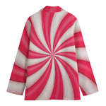 Pink Swirl Candy Print Women's Cotton Blazer