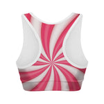 Pink Swirl Candy Print Women's Sports Bra