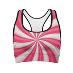 Pink Swirl Candy Print Women's Sports Bra