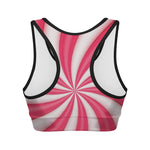 Pink Swirl Candy Print Women's Sports Bra