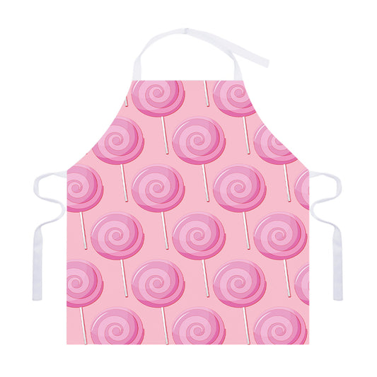 Pink Swirl Lollipop Pattern Print Adjustable Apron