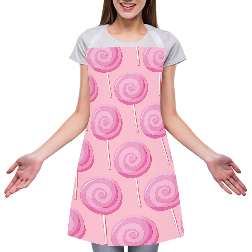 Pink Swirl Lollipop Pattern Print Adjustable Apron