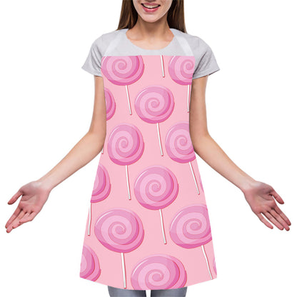 Pink Swirl Lollipop Pattern Print Adjustable Apron