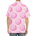 Pink Swirl Lollipop Pattern Print Aloha Shirt