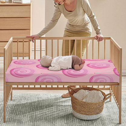 Pink Swirl Lollipop Pattern Print Baby Crib Sheet