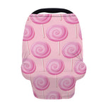 Pink Swirl Lollipop Pattern Print Baby Seat Cover