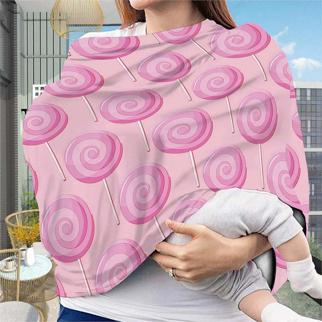 Pink Swirl Lollipop Pattern Print Baby Seat Cover