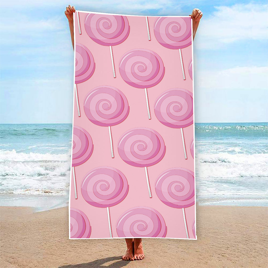 Pink Swirl Lollipop Pattern Print Beach Towel