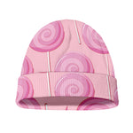 Pink Swirl Lollipop Pattern Print Beanie