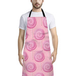 Pink Swirl Lollipop Pattern Print Bib Apron With Pocket