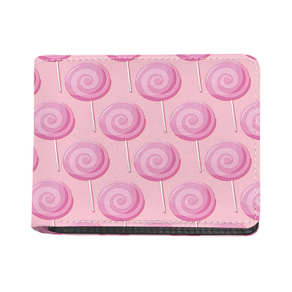 Pink Swirl Lollipop Pattern Print Bifold Wallet