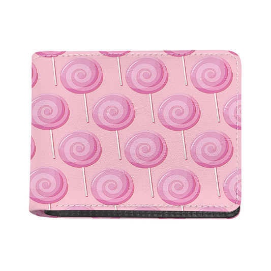 Pink Swirl Lollipop Pattern Print Bifold Wallet