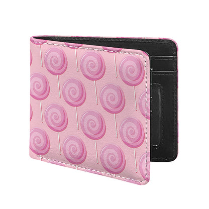 Pink Swirl Lollipop Pattern Print Bifold Wallet