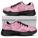 Pink Swirl Lollipop Pattern Print Black Chunky Shoes