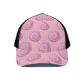 Pink Swirl Lollipop Pattern Print Black Mesh Trucker Hat