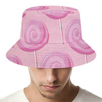 Pink Swirl Lollipop Pattern Print Bucket Hat