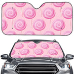 Pink Swirl Lollipop Pattern Print Car Windshield Sun Shade